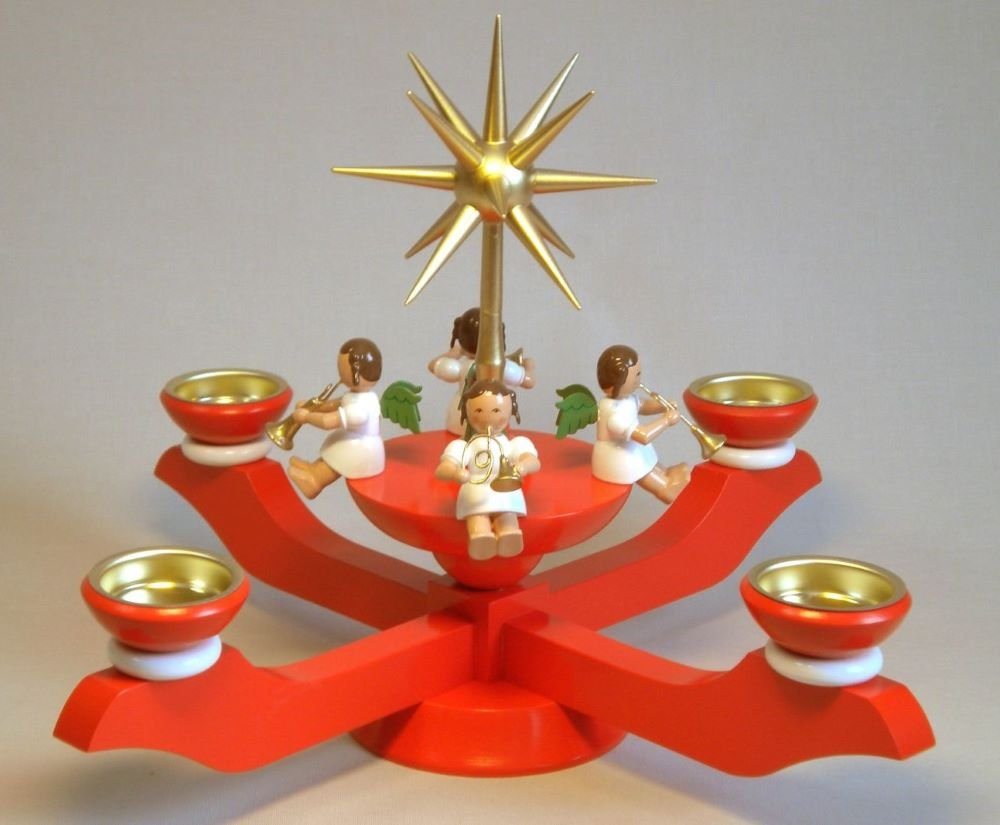 Richard Glaesser Kerzenständer Adventsleuchter rot für Teelichte, Höhe 24 cm / Breite 28 cm, Handwerkskunst original Erzgebirge Richard Glaesser Kerzenständer Adventsleuchter rot für Teelichte, Höhe 24 cm / Breite 28 cm, Handwerkskunst original Erzgebirge von Richard Glaesser