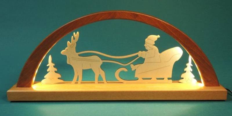 Richard Glaesser LED Schwibbogen Weihnachtsmann, elektrisch beleuchtet, Höhe 16cm/Breite 40cm, Handwerkskunst original Erzgebirge von Richard Glaesser