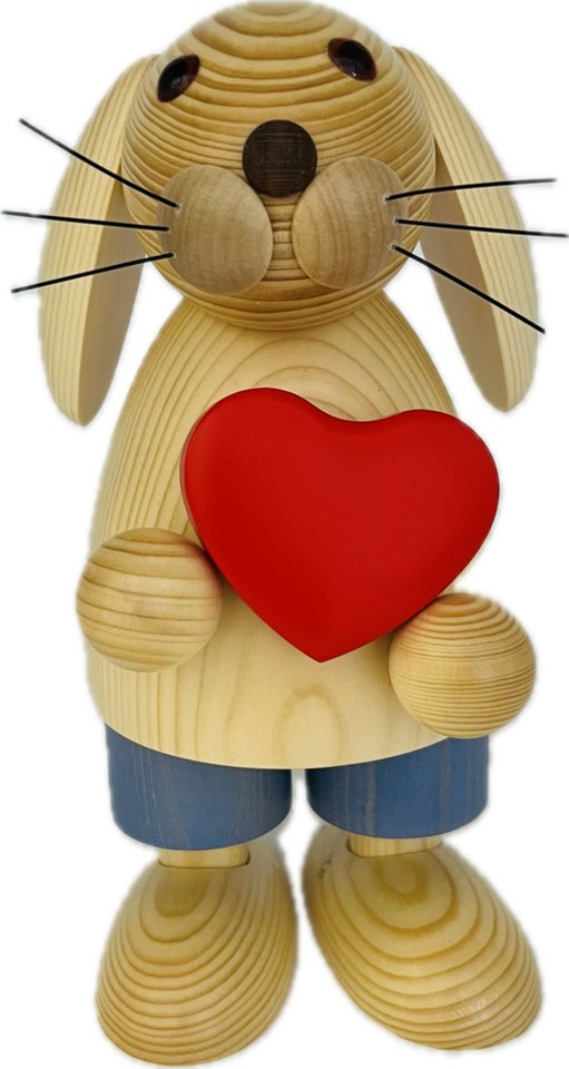 Richard Glaesser Osterhase Hase natur mit Herz 32cm groß aus Holz, Handwerkskunst original Erzgebirge von Richard Glaesser