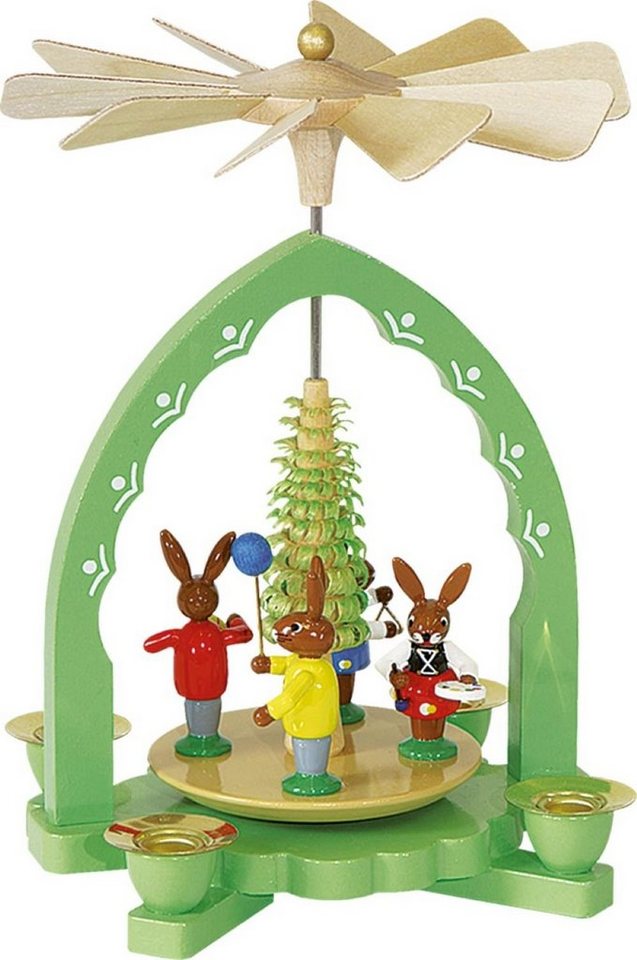 Richard Glaesser Osterhase Pyramide Hasenkinder, Handwerkskunst original Erzgebirge von Richard Glaesser