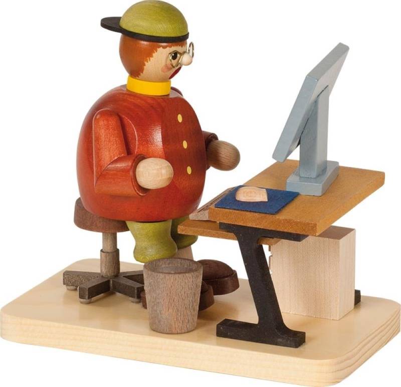 Richard Glaesser Räuchermännchen Computerfreak, Höhe 14cm, Handwerkskunst original Erzgebirge von Richard Glaesser