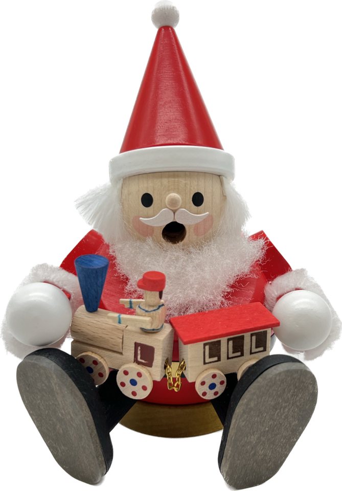 Richard Glaesser Räuchermännchen Santa mit Eisenbahn sitzend, Höhe 15cm, Handwerkskunst original Erzgebirge Richard Glaesser Räuchermännchen Santa mit Eisenbahn sitzend, Höhe 15cm, Handwerkskunst original Erzgebirge von Richard Glaesser