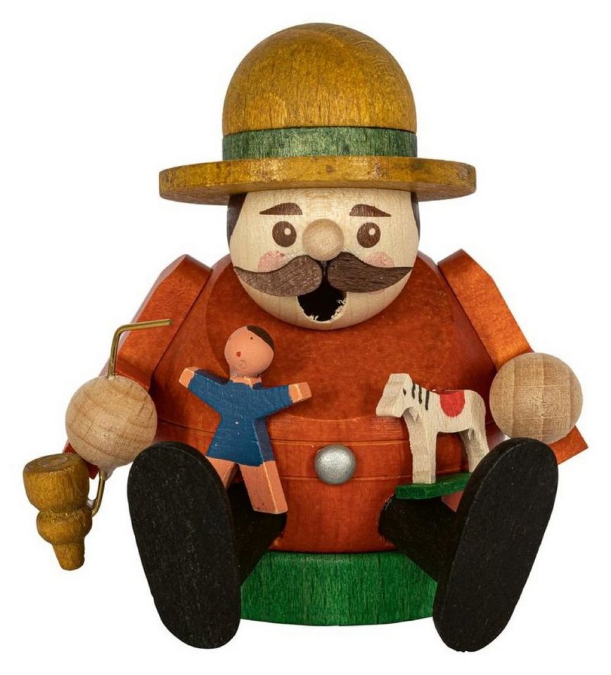 Richard Glaesser Räuchermännchen Spielzeugverkäufer, Höhe 8cm, Handwerkskunst original Erzgebirge von Richard Glaesser