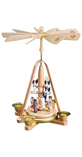 Richard Glässer Weihnachtspyramide 1- stöckige Pyramide Engelstreppe - 28 cm - Original Erzgebirge von Richard Glässer Seiffen