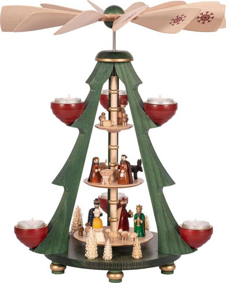 Richard Glaesser Weihnachtspyramide Baumpyramide bunt 3-stöckig für Teelichte- versch.Motive wunderschön, 3-stöckig grün mit rot - etwas Besonderes Richard Glaesser Weihnachtspyramide Baumpyramide bunt 3-stöckig für Teelichte- versch.Motive wunderschön, 3-stöckig grün mit rot - etwas Besonderes von Richard Glaesser