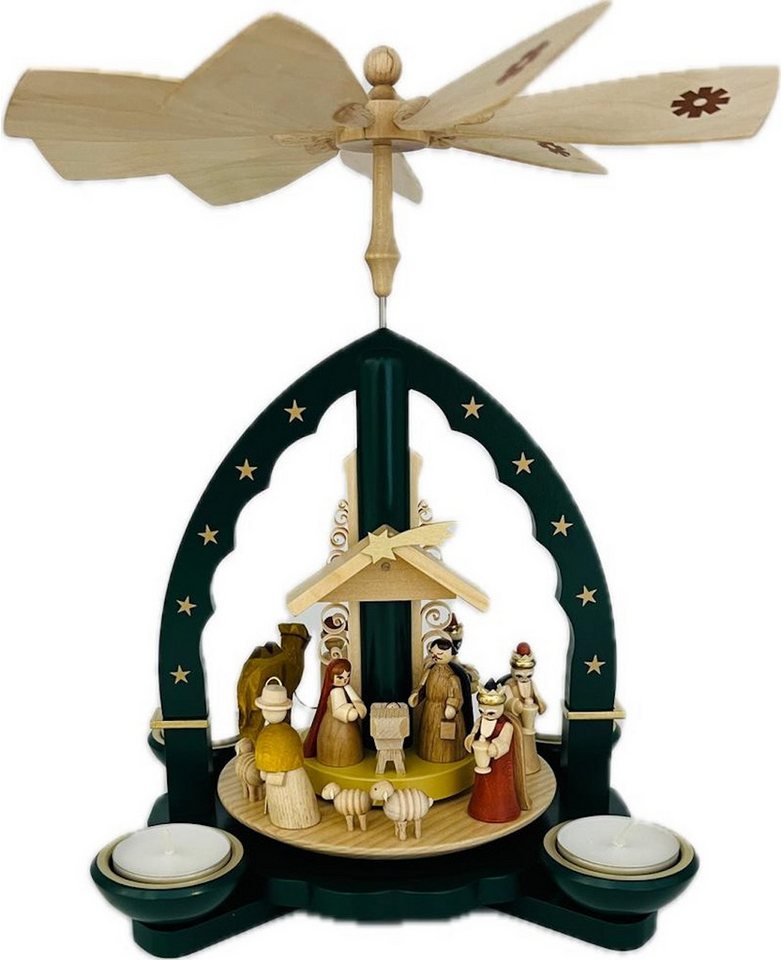 Richard Glaesser Weihnachtspyramide Christi Geburt grün - Höhe: 27 cm - Handarbeit aus dem Erzgebirge, Handarbeit aus dem Erzgebirge Richard Glaesser Weihnachtspyramide Christi Geburt grün - Höhe: 27 cm - Handarbeit aus dem Erzgebirge, Handarbeit aus dem Erzgebirge von Richard Glaesser