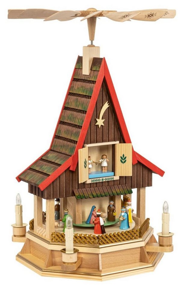 Richard Glaesser Weihnachtspyramide Pyramide Adventshaus Christi Geburt bunt, elektrisch, Höhe 53 cm, Handwerkskunst original Erzgebirge Richard Glaesser Weihnachtspyramide Pyramide Adventshaus Christi Geburt bunt, elektrisch, Höhe 53 cm, Handwerkskunst original Erzgebirge von Richard Glaesser