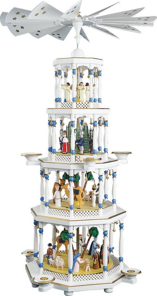 Richard Glaesser Weihnachtspyramide Pyramide Christi Geburt weiß 4-stöckig, Höhe 94 cm, Handwerkskunst original Erzgebirge Richard Glaesser Weihnachtspyramide Pyramide Christi Geburt weiß 4-stöckig, Höhe 94 cm, Handwerkskunst original Erzgebirge von Richard Glaesser