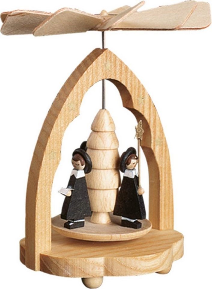 Richard Glaesser Weihnachtspyramide Wärmespiel Kurrende, Höhe 11 cm, Handwerkskunst original Erzgebirge von Richard Glaesser