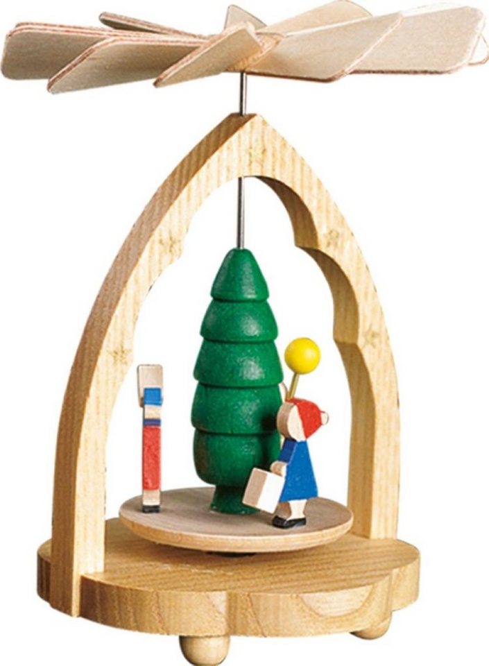 Richard Glaesser Weihnachtspyramide Wärmespiel Laternenkinder bunt, Höhe 11 cm, Handwerkskunst original Erzgebirge von Richard Glaesser