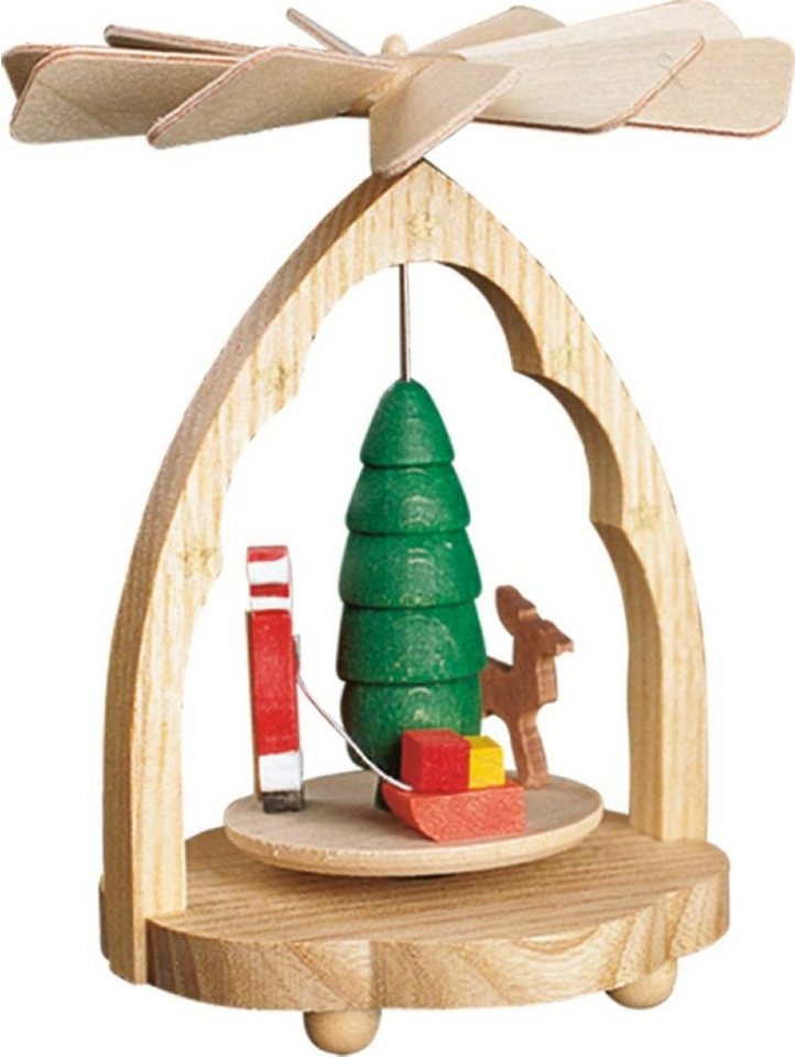 Richard Glaesser Weihnachtspyramide Wärmespiel Weihnachtsmann bunt, Höhe 11 cm, Handwerkskunst original Erzgebirge von Richard Glaesser