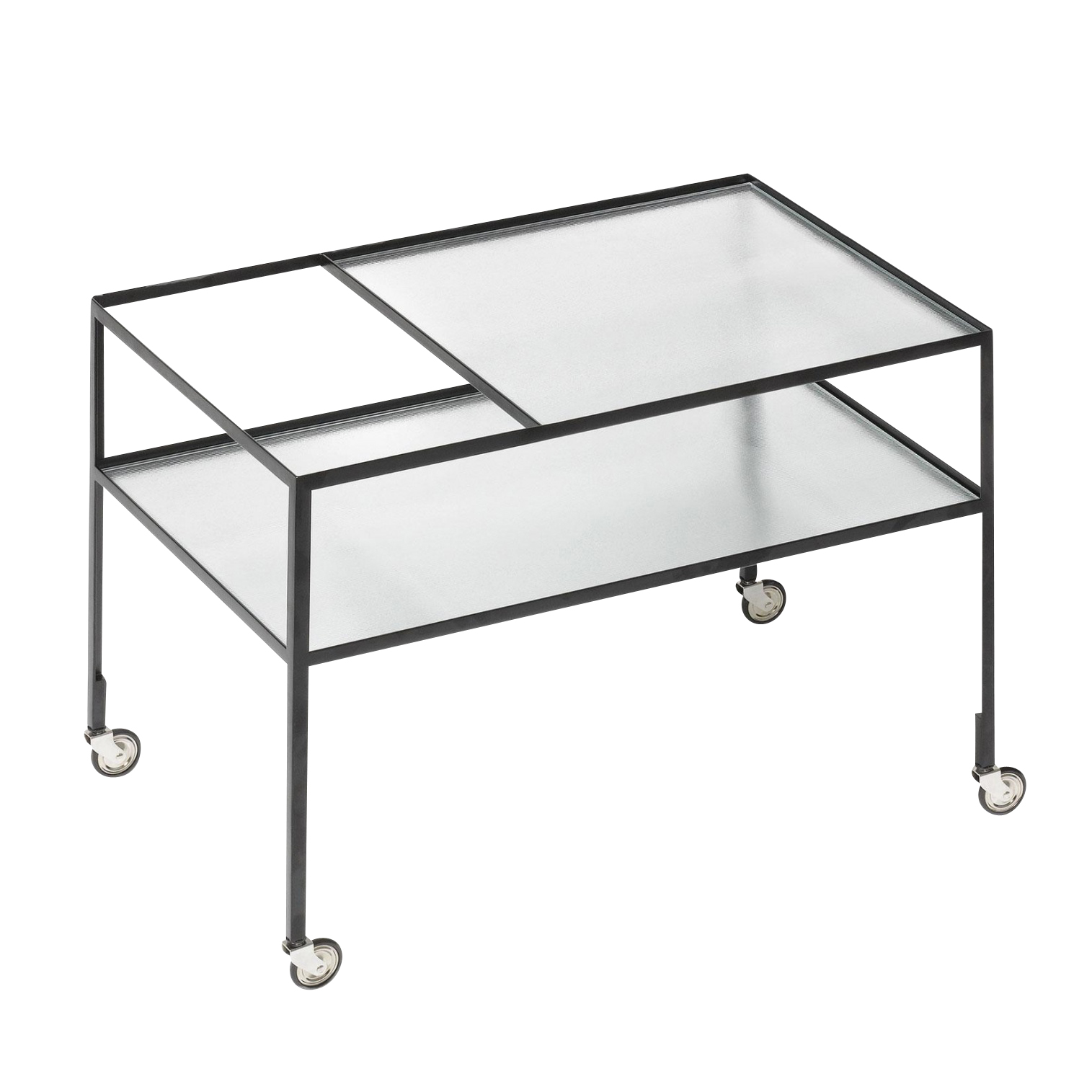 Richard Lampert - Barwagen Servierwagen - schwarz RAL 9005/transparent/Riffelglas 0,4cm/LxBxH 70x46,4x50,6cm/Gestell Stahlwinkel pulverbeschichtet von Richard Lampert