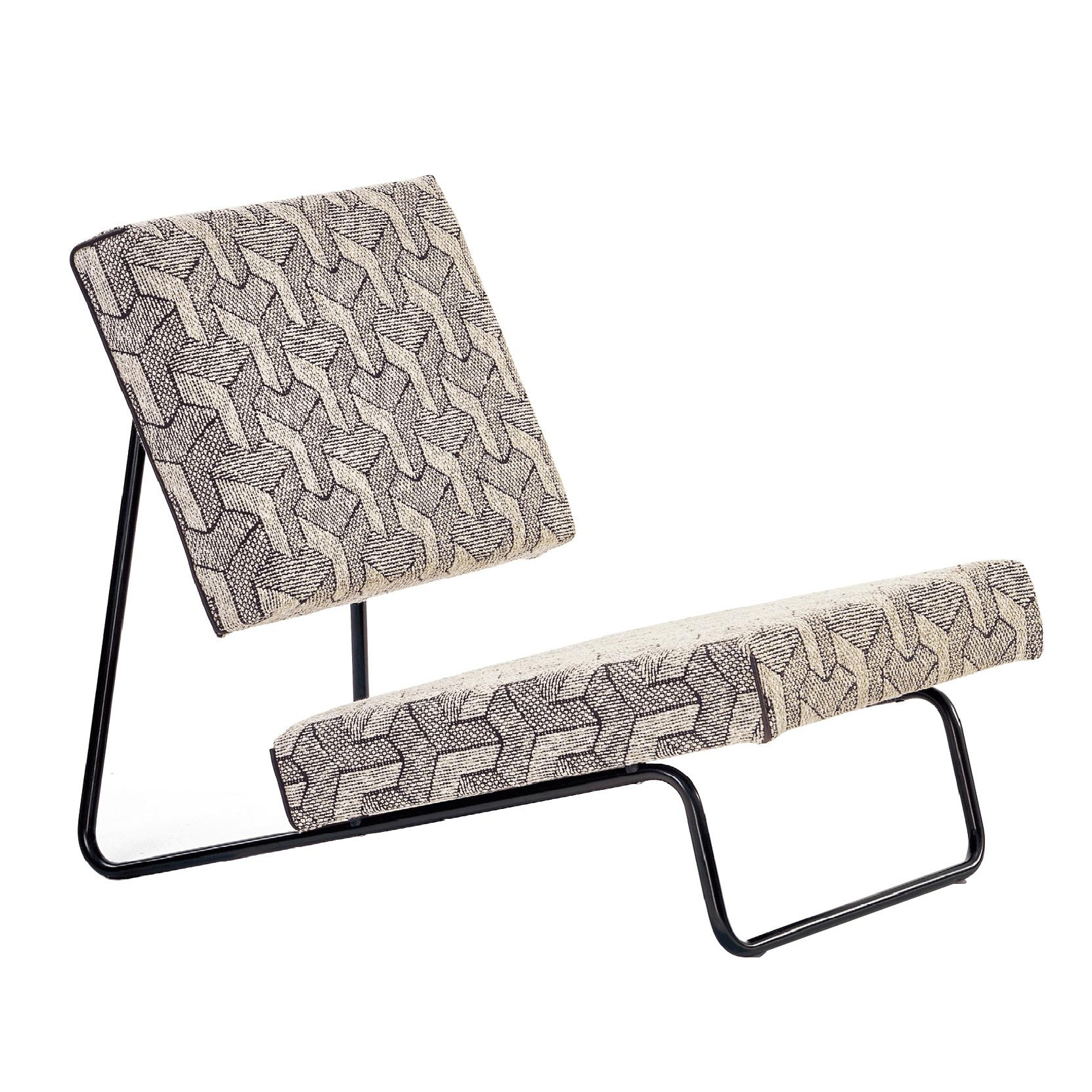 Richard Lampert - Lounge Chair Loungesessel Stoff - grau/Stoff Designers Guild Escher-Zinc/BxTxH 57x80x69cm/Gestell schwarz RAL 9005 pulverbeschichtet von Richard Lampert