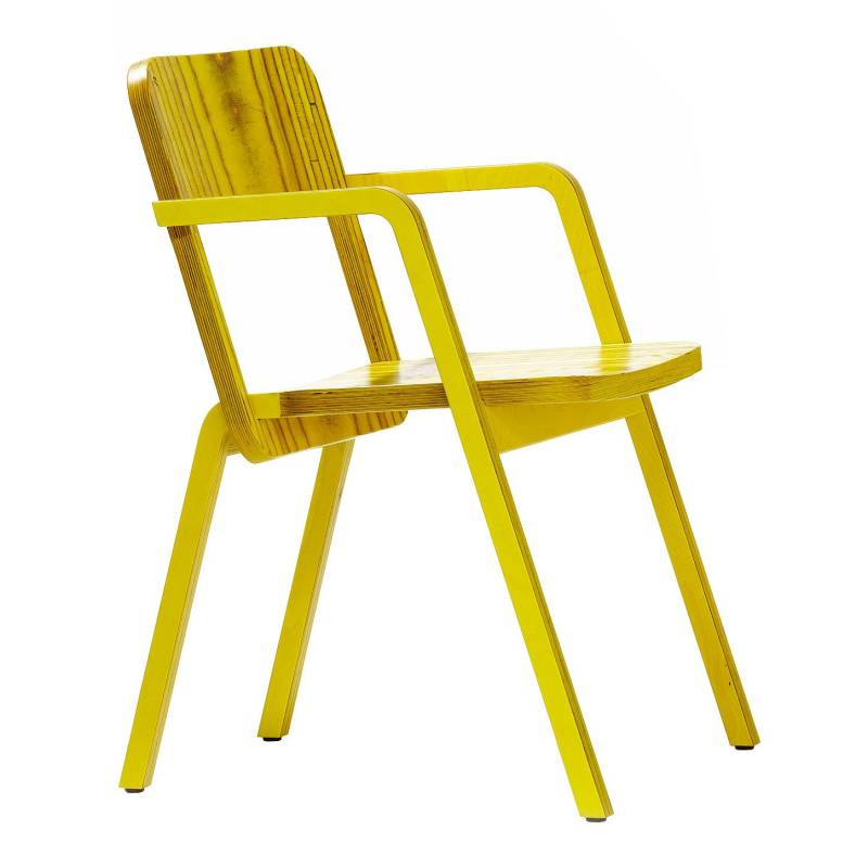 Richard Lampert - Prater Chair Armlehnstuhl - Multiplex gelb/formgefräst/BxTxH 50x58x70cm von Richard Lampert