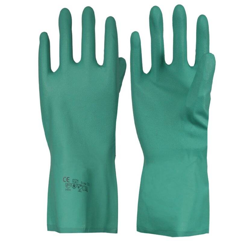 PebbleGrip Chemikalien-Handschuhe - Nitril - 33cm lang - PSA CAT III - grün - Größe 10 von Richard Leipold GmbH