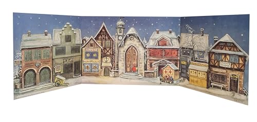 Nostalgischer Papier Adventskalender von 1946 mit Bildern und Glitzer "Die Kleine Stadt" von Richard Sellmer Verlag