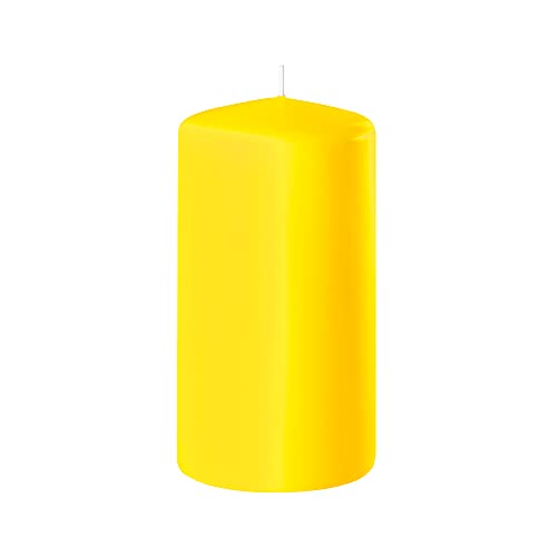 Stumpenkerze Kerze Safe Candle, H: 130 mm, Ø 70 mm, Brenndauer ca. 60 Stunden, 1 Stück, Farbe: zitrone von Richard Wenzel