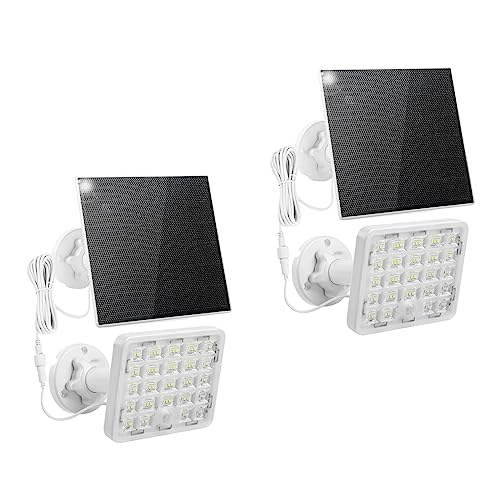 Richarm Solar Bewegungssensor Außenleuchten 60 LED 1000 Lumen Solares Flutlicht IP66 wasserdicht Solar Strahler mit 4-Beleuchtungsmodi,Ideal für Schuppen, Garage, Hinterhof (Weiß 5WPANEL, 2PACK) von Richarm