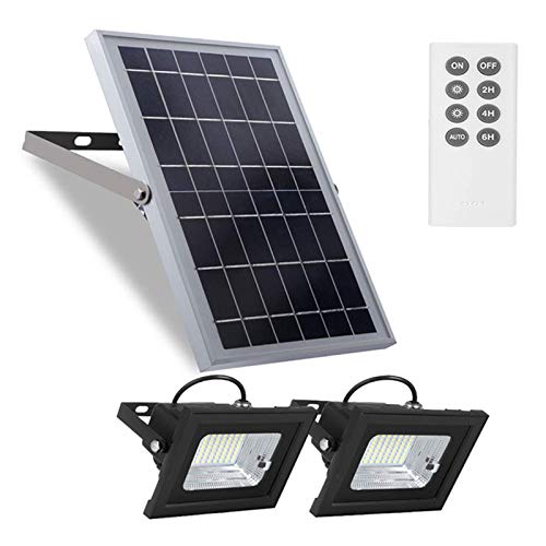 Richarm Solar Flutlicht Aussen Fernbedienung Solarlampen 10w 6V 13,6" x 9,3" mit 800 LM Solar Strahler Dual 5,1" x 3,9" 64 LED-Sicherheitsleuchten für Zaun, Schuppen, Scheune von Richarm