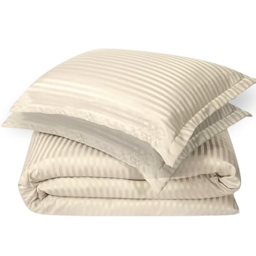 Richbond Bettbezug aus Satin, gestreift, 240 x 260 cm, für Bett 180 cm, 1 Bettbezug + 2 Kopfkissenbezüge 70 x 50 cm, Bettwäsche, Mikrofaser, Polyester, 105 g, Taupe Richbond Bettbezug aus Satin, gestreift, 240 x 260 cm, für Bett 180 cm, 1 Bettbezug + 2 Kopfkissenbezüge 70 x 50 cm, Bettwäsche, Mikrofaser, Polyester, 105 g, Taupe von Richbond