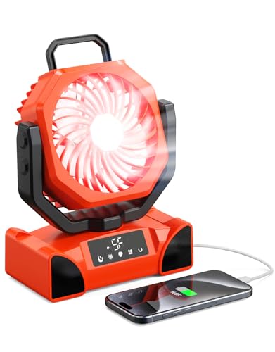 20000mAh Camping Ventilator mit LED-Laterne,Timer,Fernbedienung&Touch-Steuerung,automatische Oszillation,bis zu 69 Stunden Betriebsdauer,batteriebetriebener Ventilator für Zelt, Büro,Strand,und Angeln von Richday