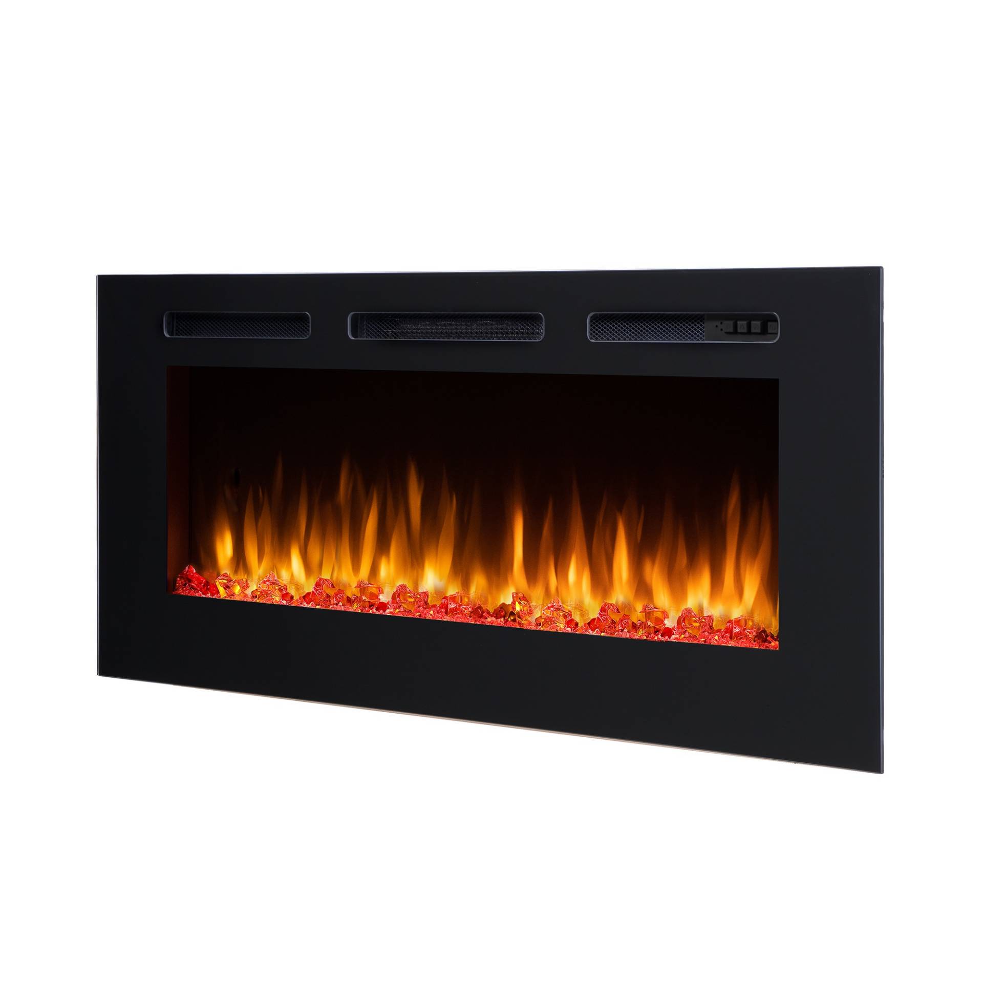 Richen Elektro-Einbaukamin 'Fiamma 48' schwarz 2000 W, 3D-Flammeneffekt Fernbedienung 123 x 51,5 x 14,5 cm von Richen