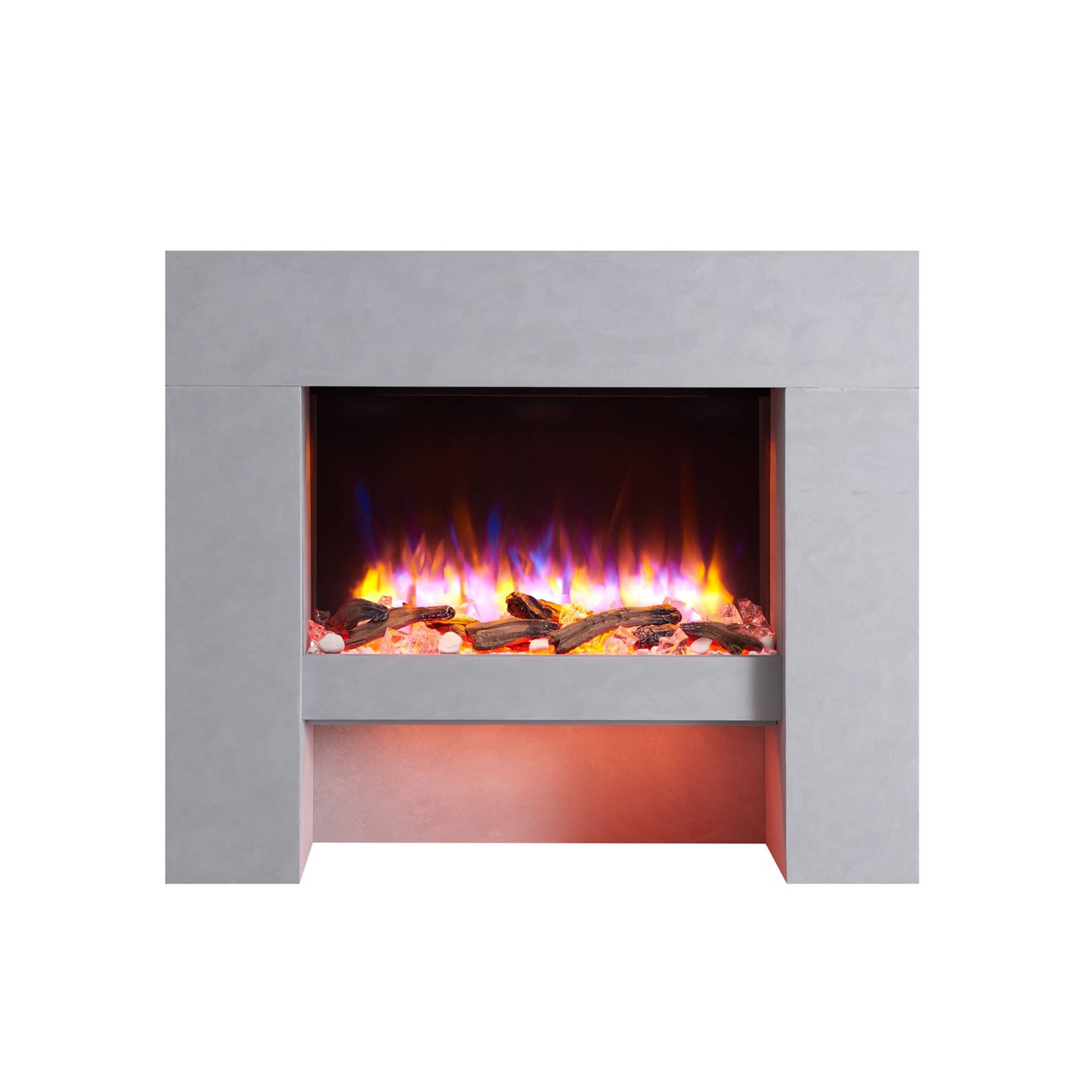 Richen Elektro-Standkamin 'Naran' betongrau 2000 W, 3D-Flammeneffekt Fernbedienung 100 x 84 x 24,5 cm von Richen