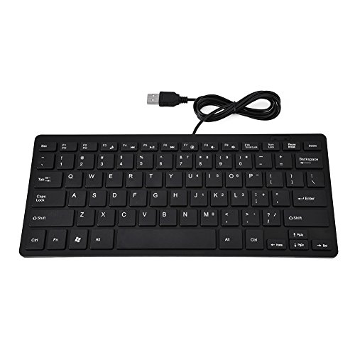 Richer-R Gaming-Tastatur, 78 Tasten Ultra Thin Mini USB Tastatur,Microsoft Wired Keyboard USB Tastatur für Desktop Computer Laptop PC Schwarz/Weiß(Black) von Richer-R