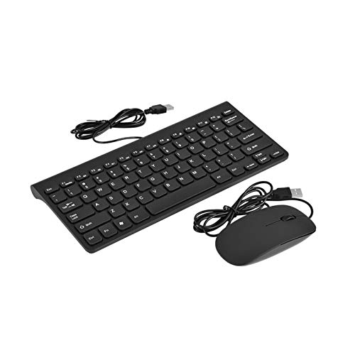 Richer-R Ultraschlanke Tastatur mit Maus, Mini USB verdrahtete Kabelgebundene Tastatur Optische Maus Mäuse Set,Plug and Play,für PC Laptop Computer Weiß/Schwarz(Black) von Richer-R