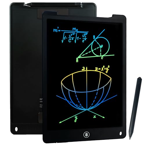 Richgv 12 Zoll LCD Schreibtablett,LCD Writing Tablet,EIN Schlüssel zum Löschen Funktion,Doodle Malen Board, Ultradünn und tragbar,Geschenk für Kinder,Schul Familie Erwachsene Büro (Schwarz) von Richgv