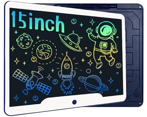 Richgv 15 Zoll LCD Writing Tablet mit Anti-Clearance Funktion und Stift, Digital Ewriter Grafiktabletts Schreibtafel Papierlos Notepad Doodle Board (Blau) von Richgv