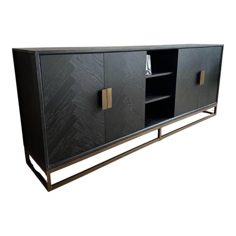 Sideboard Blackbone Korpus Eichenfurnier Schwarz Rustikal Gestell Und Griffe Mes... von Richmond