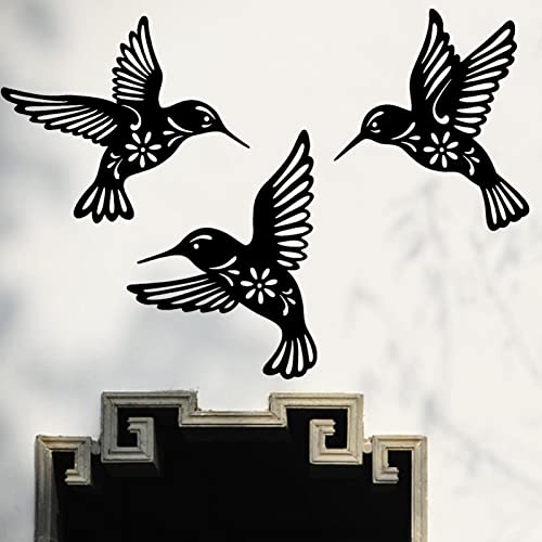 3 Stück Metall Kolibri Wandkunst Dekor 22,9 Cm Kolibri Wanddekorationen Für Schlafzimmer, Schwarze Vogel-Metallwandskulptur, Innenküche, Wandbehang, Balkon, Dekoration Für Zuhause, Schlafzimmer, Büro von Richolyn