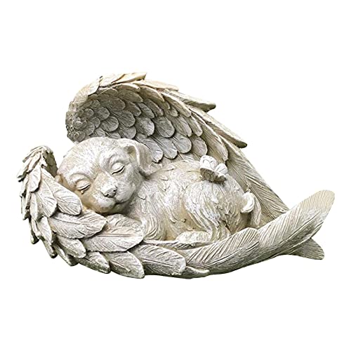 Richolyn 12x5x6 cm Engel Katze Figur Angel Dog Katzenengel Figur Grabschmuck Gedenkstein Katze Mit Engel Hundestatue Garten Geschenk Für Partner, Geliebten, Kinder, Brüder Schwestern, Freunde von Richolyn