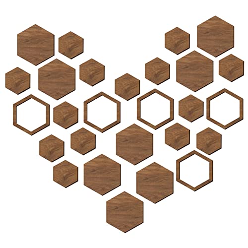 Richolyn Hexagon Wanddeko Holz | 27 x Holz-Sechseck-Dekorationen,Sechseckige Holzwandkunst für Zuhause, Wohnzimmer, Schlafzimmer, Dekoration, DIY-Handwerk und Heimdekoration von Richolyn