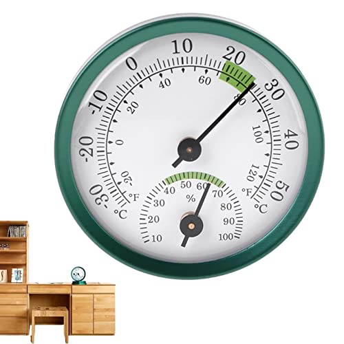 Richolyn Hygrometer Außen | Hygrometer mit Doppelzeiger Außen - Außenthermometer für Terrasse - Wandthermometer für Haus und Garten Dekoration, Grün von Richolyn