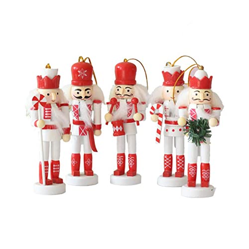 Richolyn Nussknacker aus Holz, Weihnachtsfiguren, Nussknacker, Mini-Dekoration, Nussknacker, einzigartig, für Weihnachtsbaum, Tischdekoration, 5 Stück von Richolyn