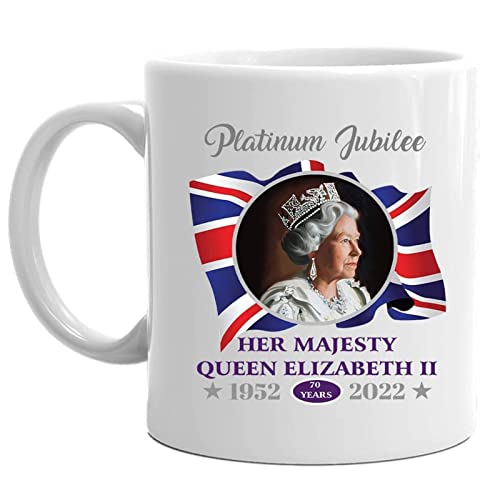 Richolyn Tasse Königin Elisabeth 2, Kaffeetasse Queen Elizabeth II Platinum Jubile, British Royal Elizabeth Seine Majestät 70 Jahre Geburtstag 2022 Geschenk Gedenkdenkgeschenk von Richolyn