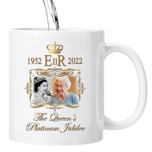 Richolyn Tasse Königin Elisabeth 2, Kaffeetasse Queen Elizabeth II Platinum Jubile, British Royal Elizabeth Seine Majestät 70 Jahre Geburtstag 2022 Geschenk Gedenkdenkgeschenk von Richolyn