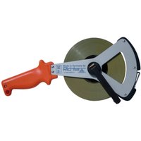 Richter Maßband 30m - Stahlbandmaß mit umklappbarer Kurbel & robustem eloxiertem V-Ramen, Genauigkeit II Bandmaß 30m ideal für Baustellen, weiß von Richter