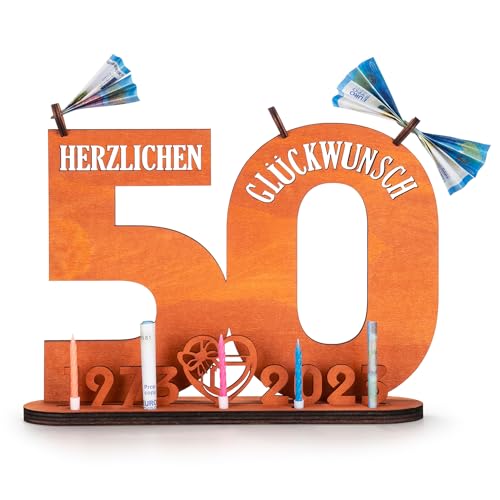 Originelle 2023 Holz-Schild Gästebuch - 50 Geburtstag Frauen & Männer - Gästebuch Geburtstag als Personalisierbares Geschenk - 50 Geburtstag Deko von Ricihene
