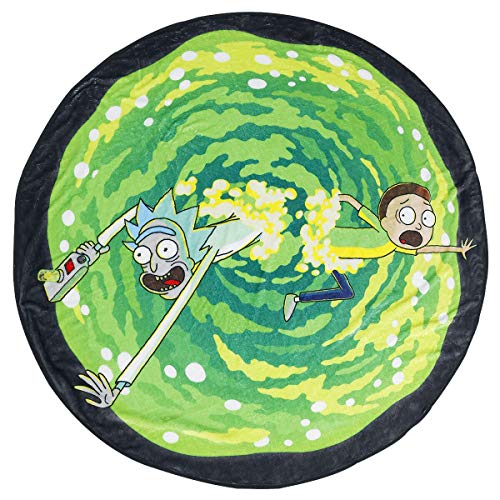 Just Funky Rick and Morty 'Portal' Fleecedecke für Bett oder Sofa, ideal als Geschenk für Rick & Morty-Fans, 152,4 cm Durchmesser von Rick and Morty