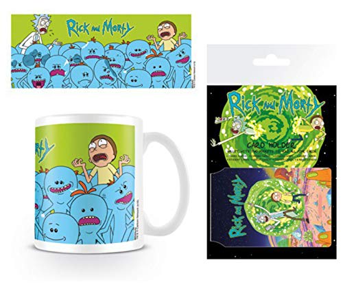 Rick and Morty, Mr. Meeseeks Foto-Tasse Kaffeetasse (9x8 cm) + 1 EC-Kartenhülle Kartenetui Für Fans Und Sammler (10x7 cm) von Rick and Morty
