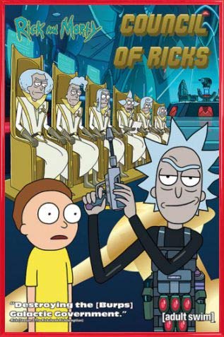 Rick and Morty Poster Plakat | Bild und Kunststoff-Rahmen Council of Ricks (91 x 61cm) von Rick and Morty