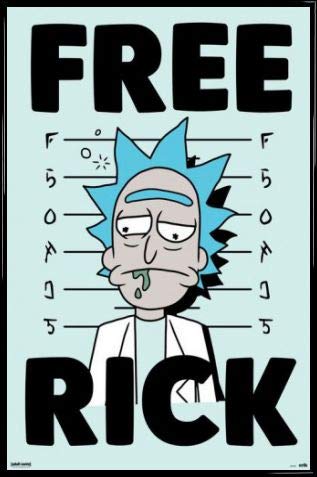 Rick and Morty Poster Plakat | Bild und Kunststoff-Rahmen - Free Rick (91 x 61cm) von Rick and Morty