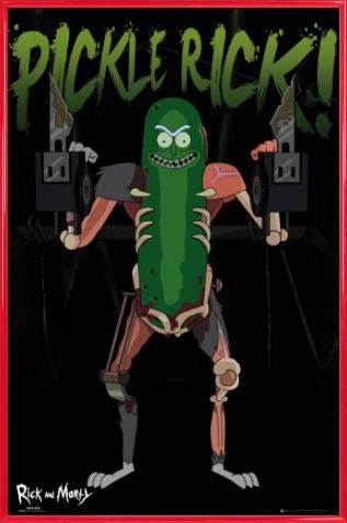 Rick and Morty Poster Plakat | Bild und Kunststoff-Rahmen - Pickle Rick, Gurken Rick Im Ratten-Outfit (91 x 61cm) von Rick and Morty