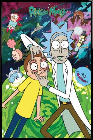 Rick and Morty Poster Plakat | Bild und Kunststoff-Rahmen - Portal & Charaktere, Snuffles, Meeseeks (91 x 61cm) von Rick and Morty