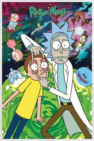 Rick and Morty Poster Plakat | Bild und Kunststoff-Rahmen - Portal & Charaktere, Snuffles, Meeseeks (91 x 61cm) von Rick and Morty