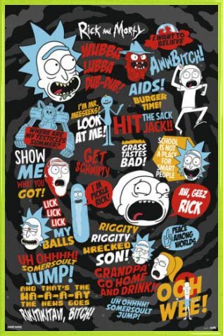 Rick and Morty Poster Plakat | Bild und Kunststoff-Rahmen - Quotes (91 x 61cm) von Rick and Morty