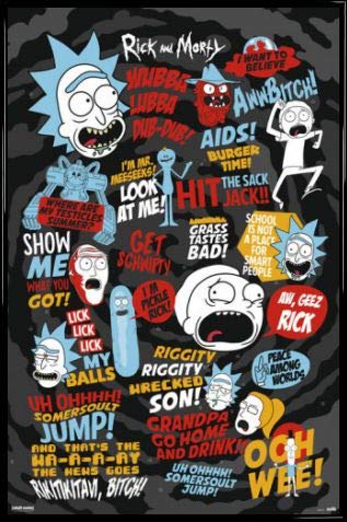 Rick and Morty Poster Plakat | Bild und Kunststoff-Rahmen - Quotes (91 x 61cm) von Rick and Morty